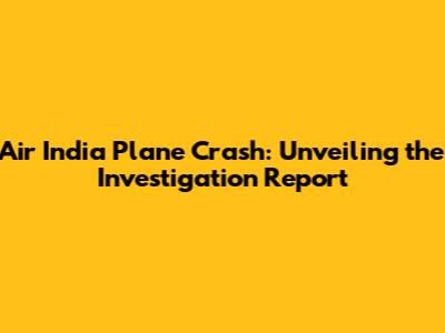 Air India Plane Crash: Unveiling the Investigation Report
