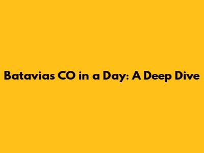 Batavia's CO in a Day: A Deep Dive