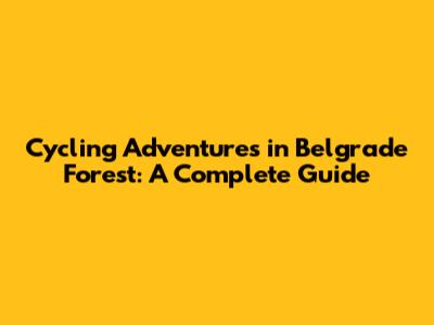 Cycling Adventures in Belgrade Forest: A Complete Guide