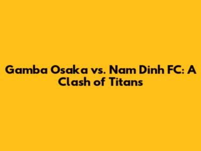 Gamba Osaka vs. Nam Dinh FC: A Clash of Titans