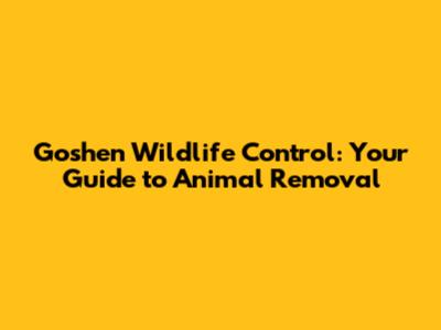 Goshen Wildlife Control: Your Guide to Animal Removal
