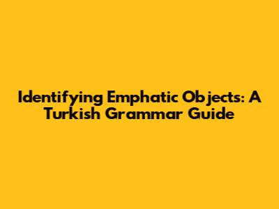 Identifying Emphatic Objects: A Turkish Grammar Guide