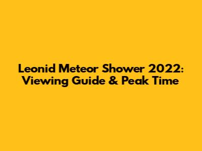 Leonid Meteor Shower 2022: Viewing Guide & Peak Time