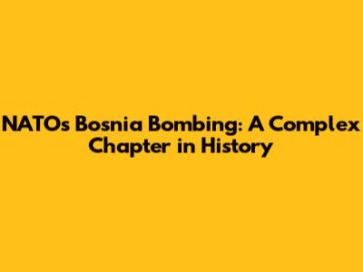 NATO's Bosnia Bombing: A Complex Chapter in History