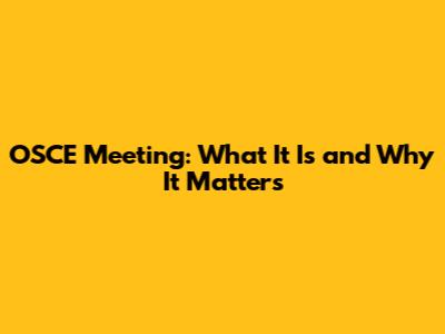 OSCE Meeting: What It Is and Why It Matters