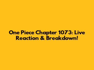 One Piece Chapter 1073: Live Reaction & Breakdown!