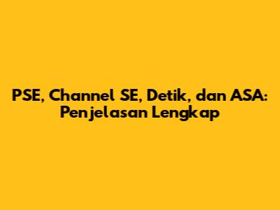PSE, Channel SE, Detik, dan ASA: Penjelasan Lengkap