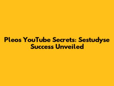 Pleo's YouTube Secrets: Sestudyse Success Unveiled