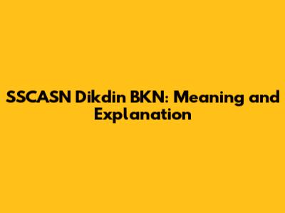 SSCASN Dikdin BKN: Meaning and Explanation