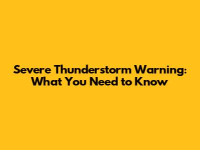 Severe Thunderstorm Warning: What You Need to Know