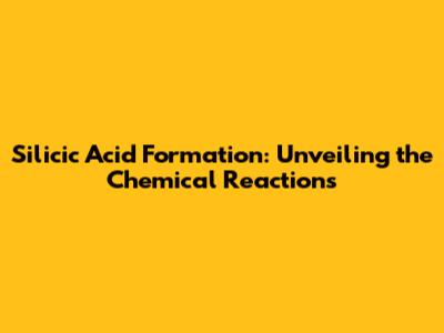 Silicic Acid Formation: Unveiling the Chemical Reactions
