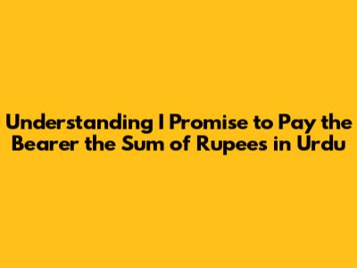 Understanding 'I Promise to Pay the Bearer the Sum of Rupees' in Urdu