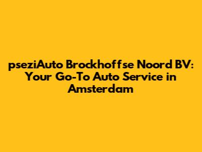 pseziAuto Brockhoffse Noord BV: Your Go-To Auto Service in Amsterdam